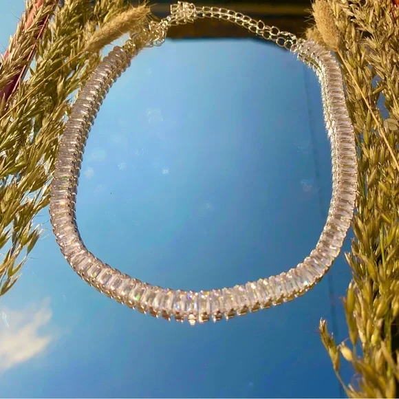 Silver tennis necklace - Picture 2 of 4